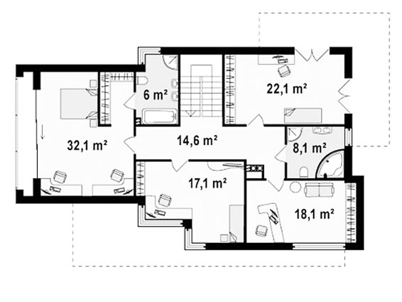 Планировка 1-го этажа дома