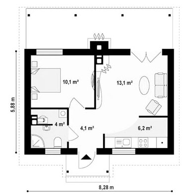 Планировка небольшого одноэтажного дома